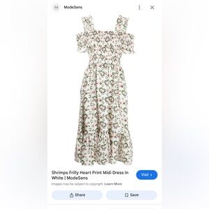 Shrimps UK paisley-heart print silk-twill dress in white print 100% silk midi